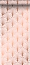 ESTAhome behangpapier art deco motief zacht roze en roségoud - 139229 - 0,53 x 10,05 m