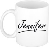 Jennifer naam cadeau mok / beker sierlijke letters - Cadeau collega/ moederdag/ verjaardag of persoonlijke voornaam mok werknemers