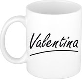Valentina naam cadeau mok / beker sierlijke letters - Cadeau collega/ moederdag/ verjaardag of persoonlijke voornaam mok werknemers