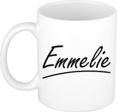 Emmelie naam cadeau mok / beker sierlijke letters - Cadeau collega/ moederdag/ verjaardag of persoonlijke voornaam mok werknemers