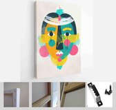 Face portrait abstraction wall art illustration design vector. creative shapes design graphics with textured geometric shapes - Modern Art Canvas - Vertical - 1903841176 - 80*60 Ve