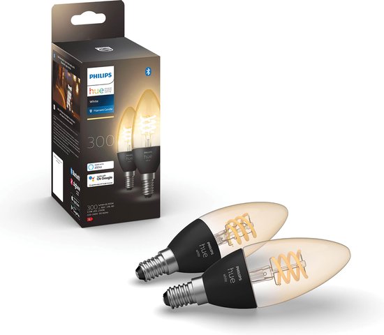 Philips Hue Filament Lichtbron E14 Kaarslamp - White - 2-pack - Bluetooth