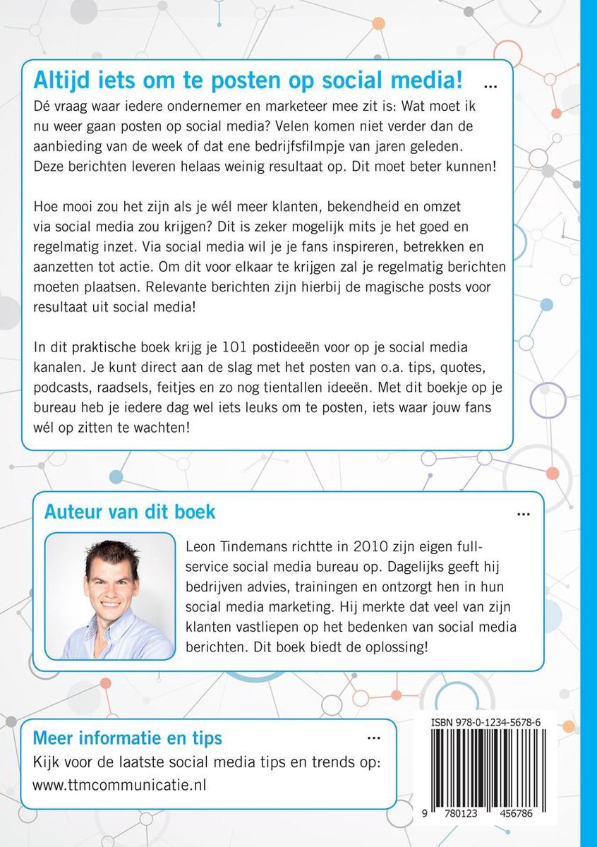 101 Post ideeën voor op social media - back cover