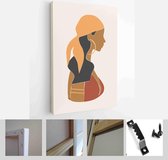 Set of abstract female shapes and silhouettes on retro summer background. Abstract women portraits in pastel colors - Modern Art Canvas - Vertical - 1766265239 - 115*75 Vertical