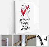 Valentines day vector card set with hearts and love romantic messages in red, grey and white colours - Modern Art Canvas - Vertical - 1866586480 - 115*75 Vertical