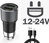 PowerCharge 3.6A Autolader USB Oplader Auto met USB-C Kabel - Sigarettenaansteker Auto Lader Adapter Dubbele USB Poort -Geschikt voor Samsung Galaxy A10/A11/A12/A21s/A51/A52/A52s/Note20/Note2