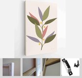 Collection of contemporary art posters in pastel colors. Abstract elements, leaves and fruits, branches, pears - Modern Art Canvas - Vertical - 1853285833 - 80*60 Vertical