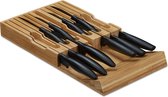 messenblok lade - leeg - voor 12 messen en aanzetstaal - bamboe - 4,5 x 43,5 x 23 cm