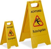 relaxdays 2 x waarschuwingsbord „Achtung Rutschgefahr“ - klapbaar - gladde vloer bord