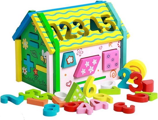 Afbeelding van het spel ZaCia Activiteiten Hus met Leerklok - Educatief Speelgoed - Houten Blokjes - Hamerspel - Kubus Baby - Vormenstoof - Motoriek - Ontwikkeling Peuter