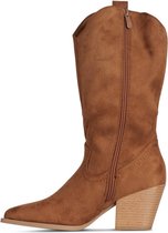 WELOVESHOES® Dames Cowboylaarzen met Hak  - Suedine - Camel - Maat 37