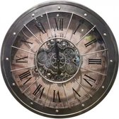 Wandklok - clock running gear | brown | iron/glass | 80x80x8 cm - ijzer - 80x80x8
