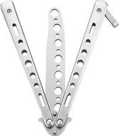 Oefen vlindermes Zilver- Butterfly Trainer - Vlindermes Trianer - Dull blade folding practice knife - Stainless steel - Roestvrij - Balisong Trainer - CSGO mes - Counter strike glo