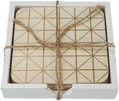 Trendy houten Onderzetters met houder NIKOLAI - Bruin - 10 x 10 cm - Vierkant