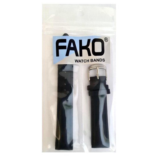Fako® - Horlogebandje - Echt Leer - Super Soft - 18mm - Zwart - Fako®