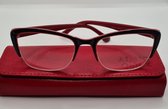 Bril op sterkte +2,0 - elegante unisex leesbril +2.0 transparant leesbril met brillenkoker en microvezeldoekje - FM 399 - Ronde lunettes - Aland optiek