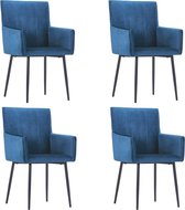 Eetkamerstoelen met armleuningen 4 stuks fluweel blauw