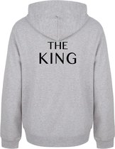 THE KING & HIS QUEEN couple hoodies grijs (KING - maat XL) | Matching hoodies | Koppel hoodies