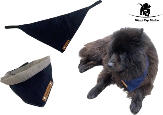 Bandana pour chien. Taille L dans les couleurs bleu foncé et gris clair. Peut être porté des deux côtés. Écharpe. foulard. Mode Chiens . vêtements de chien. Mode animaux de compagnie. MadeByShuko.