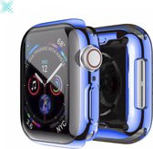 MY PROTECT - Hoesje Geschikt Voor Apple Watch 44mm Siliconen Bescherm Case - Screenprotector - Transparant/Blauw