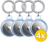 Set x4 SQUISHY® Shock proof siliconen sleutelhanger en bescherm hoesje geschikt voor Apple Airtag inclusief sleutelring (blauw)