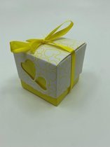 5 Cadeaudoosjes - Geel - 5x5x5,3cm - Babyshower - met strik / lint - Gift Box / Bedankt