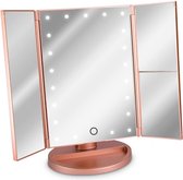 LED Cosmetische spiegel opvouwbare standaardspiegel - verlichte make-up spiegel Make-up spiegel 2-voudige 3-voudige vergrotende spiegel - in rosé goud