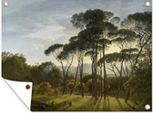 Tuinposter - Tuindoek - Tuinposters buiten - Italiaans landschap met parasoldennen - Hendrik Voogd - 120x90 cm - Tuin
