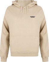 KING & QUEEN QUOTE couple hoodies beige (KING - maat XXL) | Matching hoodies | Koppel hoodies