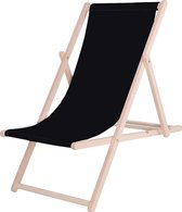 Springos | Ligbed | Strandstoel | Ligstoel | Verstelbaar | Beukenhout | Handgemaakt | Zwart