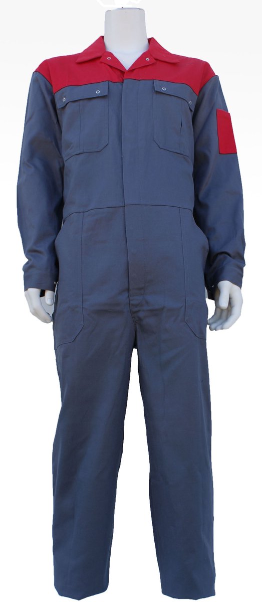 Top Rock Overall OVK2KL-002 (100% KATOEN) - Grijs/Rood - 54