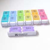 Medicijnweeklader- met drukknoppen - makkelijk te openen- leuke kleuren-groot formaat- los te koppelen doosjes