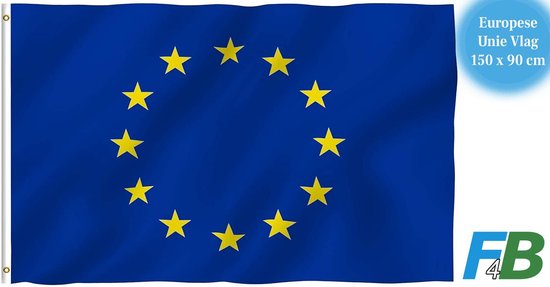 F4B Europese Unie Vlag | 150x90 cm | Europese Vlag | Europa | 100% Polyester | Messing Ogen | Weerbestendig