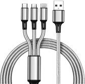 3 In 1USB Type C Kabel - Micro-Usb - iOS - Kabel Voor Android - 1 m - Zilver