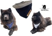 Bandana voor honden. Maat S in de kleuren donkerblauw en lichtgrijs. Dubbelzijdig te dragen. Halsdoek. Halssjaal. Honden fashion. Honden kleding. Mode accessoires voor huisdieren.