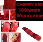 Weave Hair Echt haar human hair 100gram 40cm Rood red zijdig glanzend remy hair extensions