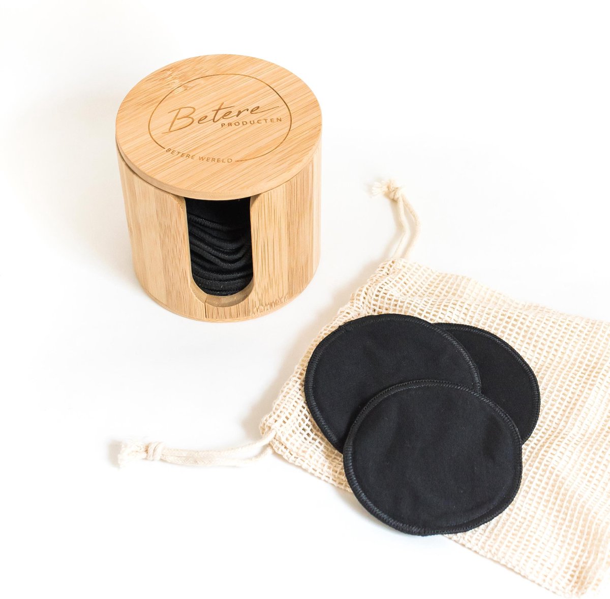 Goedkoopste Bamboe wattenschijfjeshouder Inclusief 18 watjes - Zwart - Wattenhouder - Watjes houder - Wattenpot - Wattenschijfjes dispenser - Bamboe wattenschijfjeshouder - Wattenschijfjes - Bamboe Houder - Zero Waste - duurzaam cadeau - Wattenbox