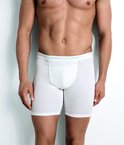 Wit katoenen boxershort voor heren met een grijze Sloggi-band.