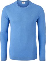 OLYMP Level 5 body fit trui katoen - O-hals - kobalt blauw structuur -  Maat: M