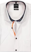 OLYMP Luxor modern fit overhemd - korte mouw - wit (contrast) - Strijkvrij - Boordmaat: 40