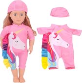 Dolldreams | Poppenkleding voor poppen tot 43CM - Eenhoorn badpak