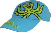 Kinder pet cap met afbeelding octopus kleur lichtblauw maat 53 centimeter
