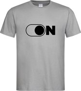 Grijs T-Shirt met “ On Button “ print Zwart  Size XXXL