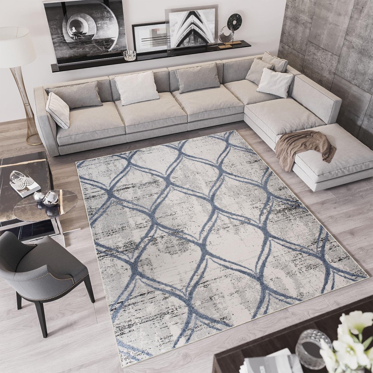 Tapiso Troya Vloerkleed Woonkamer Slaapkamer Grijs Lijnen Golven Design Eyecatcher Interieur Stijlvol Woonsfeer Modern Trendy Duurzaam Hoogwaardig Tapijt Maat - 140x200 Grijs2