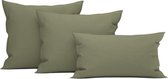 Heckett & Lane Wafel - Kussensloop - 60x70 cm - Olive Green - 2 Stuks