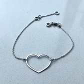 Minimalistische armband hart groot | AG925 | Sterling Silver | Liefde