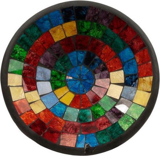 Schaal mozaiek regenboog L - Aardewerk- Glas - 27,5x27,5x7 cm - Multicolour - India - Sarana - Fairtrade