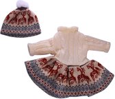 Dolldreams | Winterkleding voor poppen - Gebreide jurk en muts met rendieren - geschikt voor baby born pop