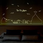 ElitDeco Glow in The Dark Muursticker | Rio De Janeiro Skyline - 60x90CM | Muurdecoratie | Wanddecoratie | Raamsticker | Glow in The Dark