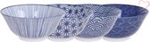Tokyo Design Studio, Nippon Blue Assorted Designs Tayo Bowl 15.2x6.7cm 500ml set van 4 kommen